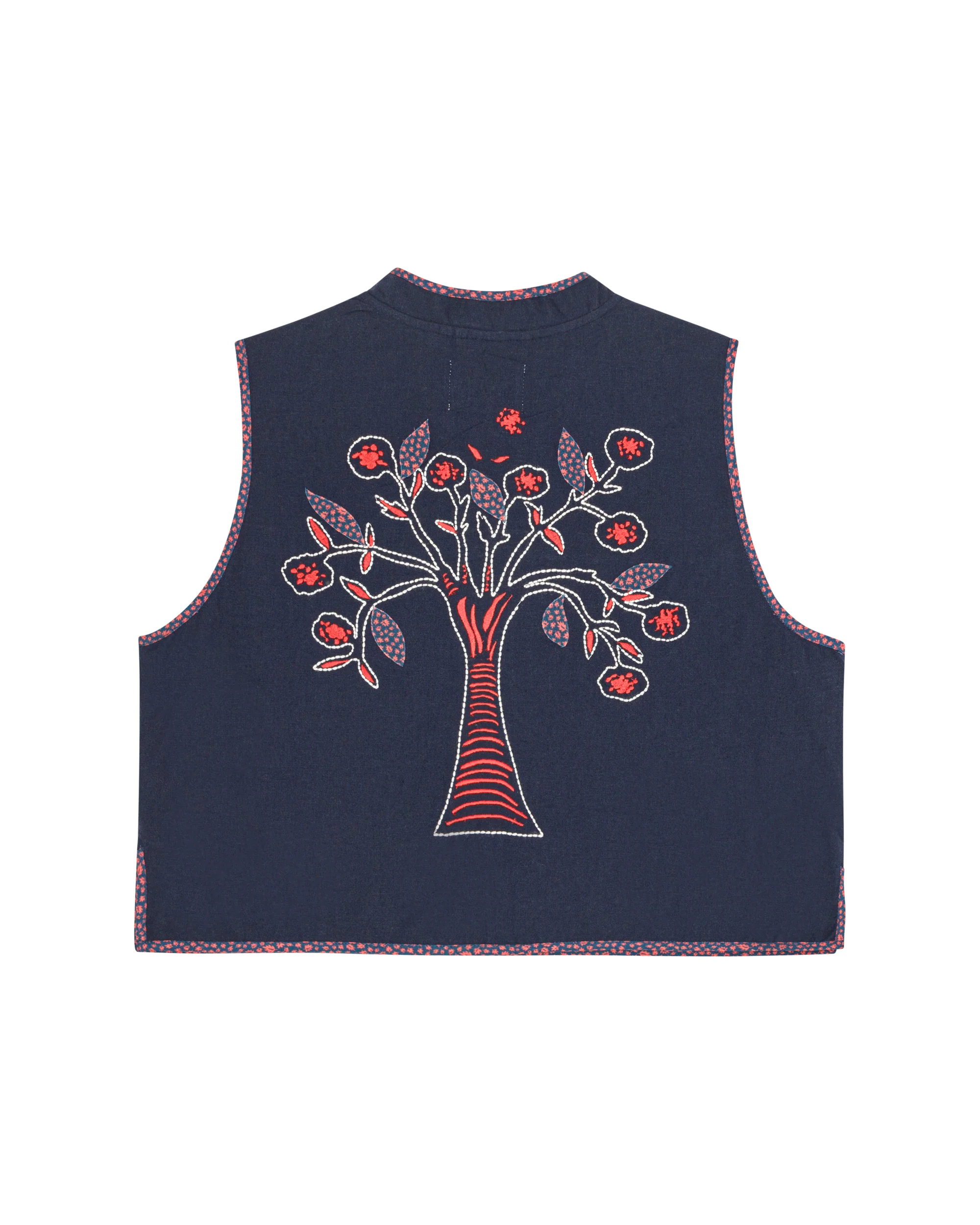 BOHEMIA KORT VEST MED BRODERI - INDIGO - Image 5