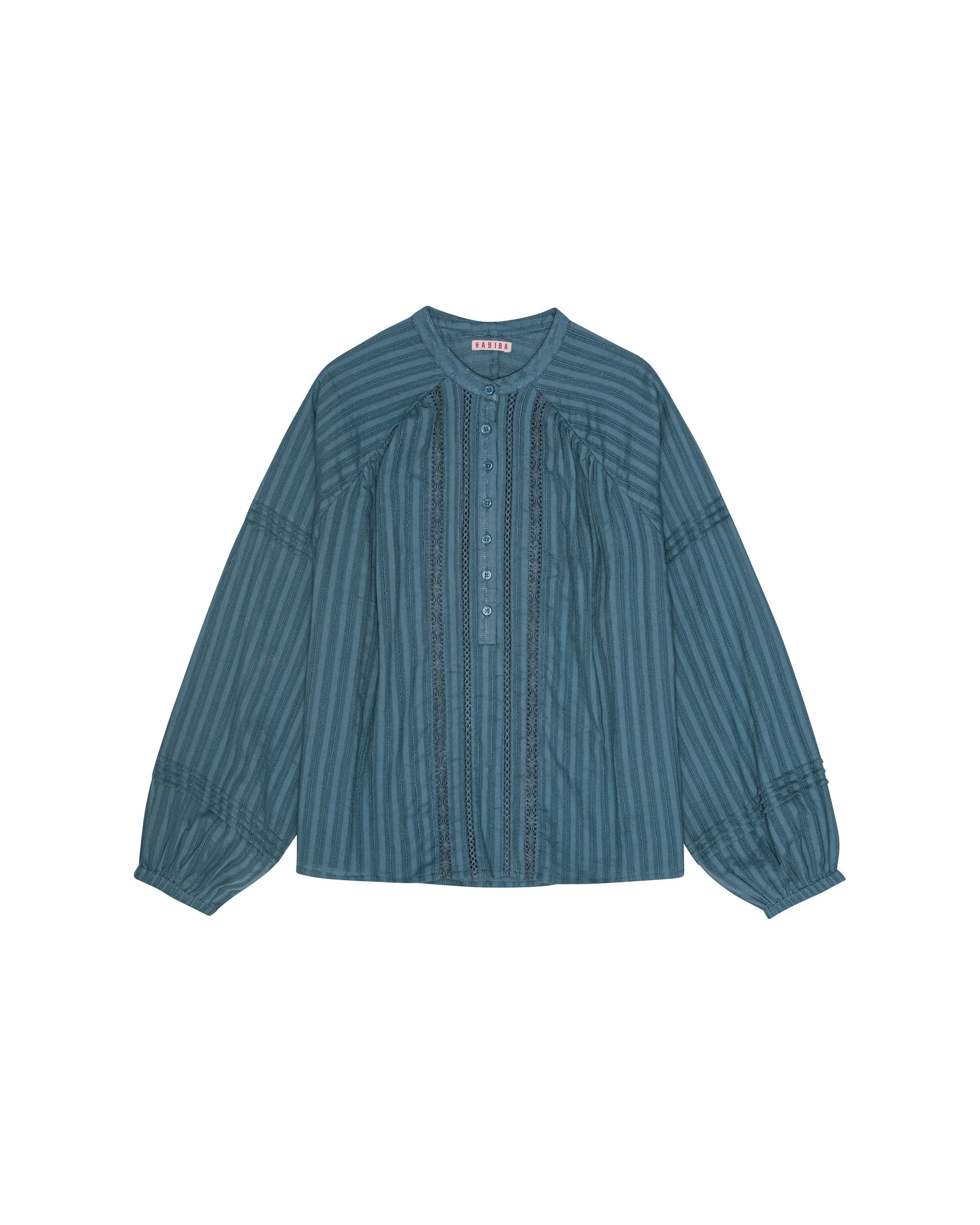 LAURA BLOUSE WITH GATHERINGS - SEA