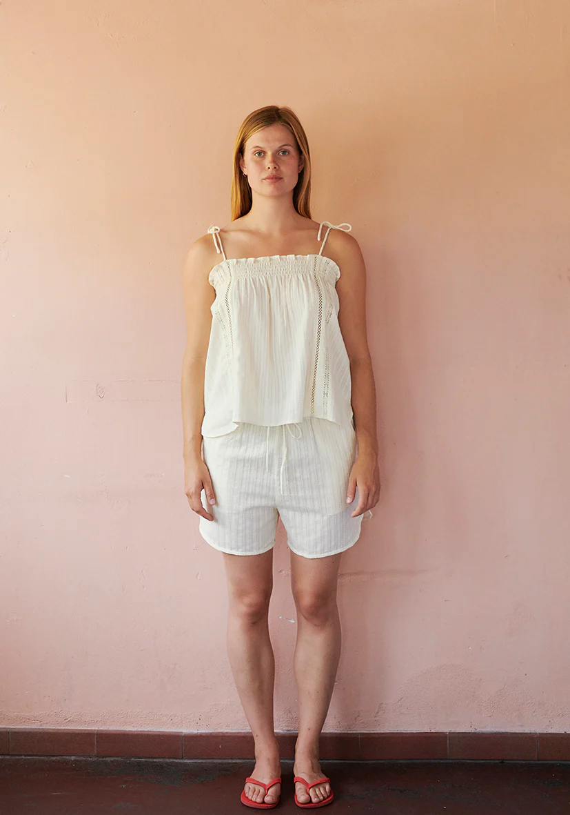LAURA STRAP TOP - VANILLA
