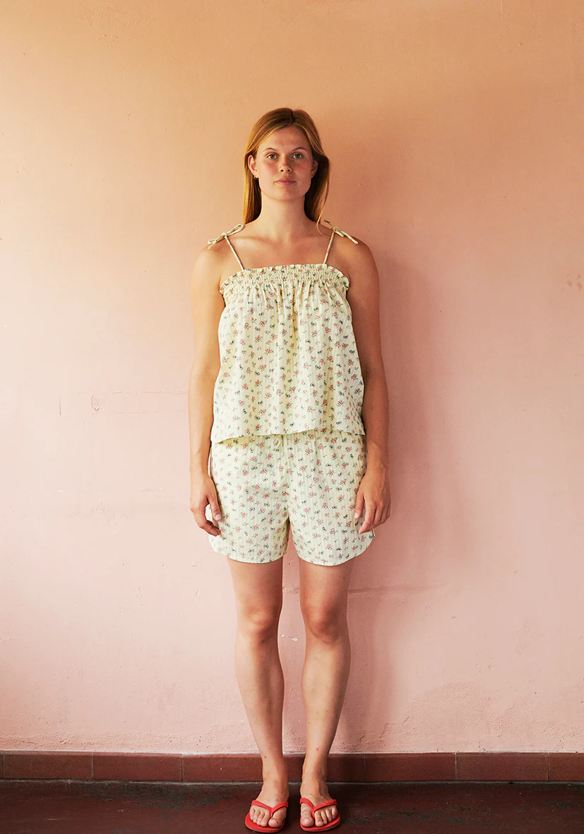 LITTLE BOW STRAP TOP - VANILLA