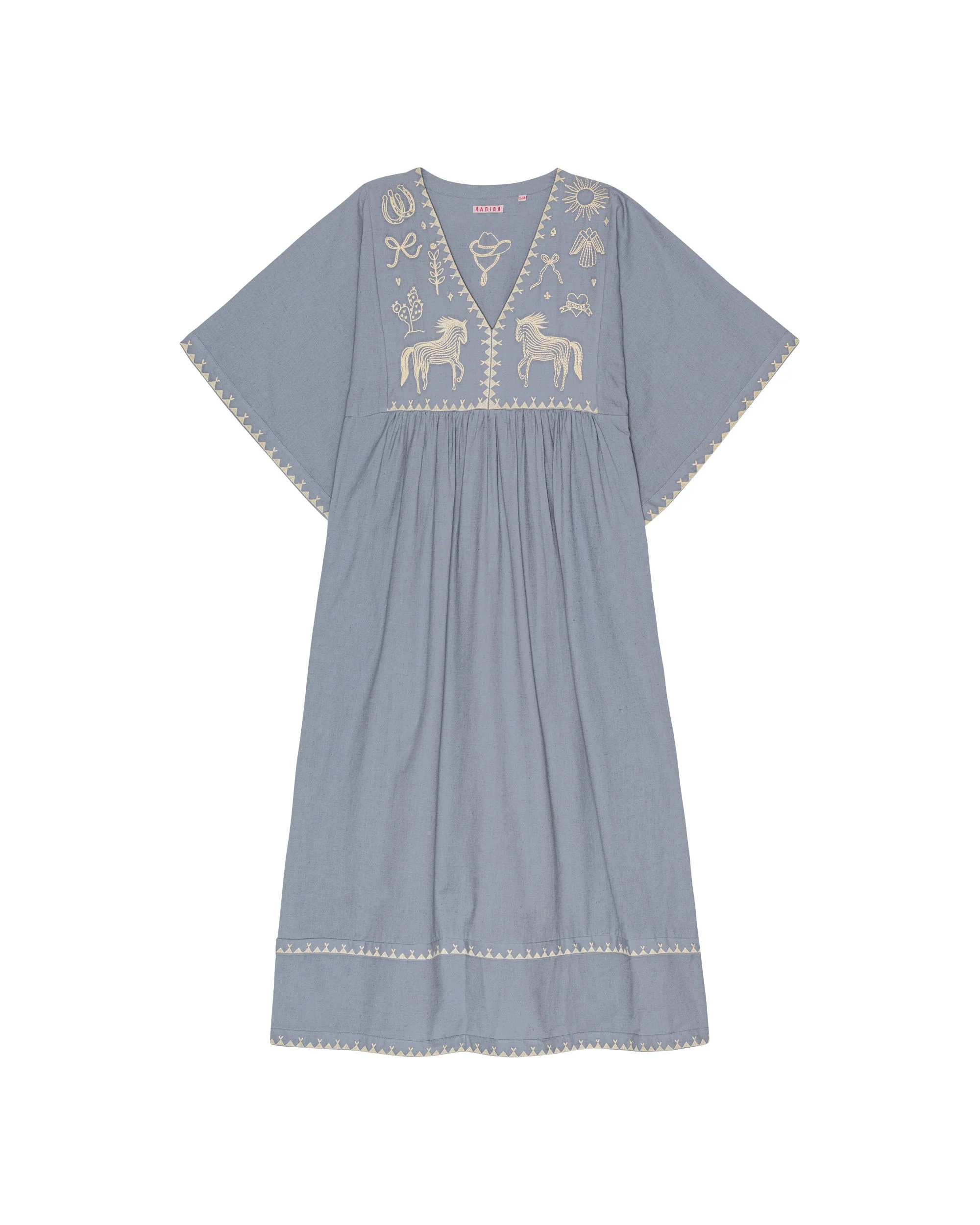 POLLY EMBROIDERY DRESS 3/4 SLEEVE - SEA - Image 2