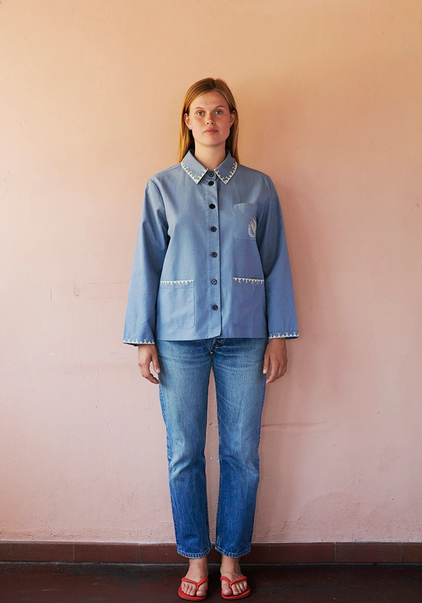 POLLY EMBROIDERY JACKET - SEA