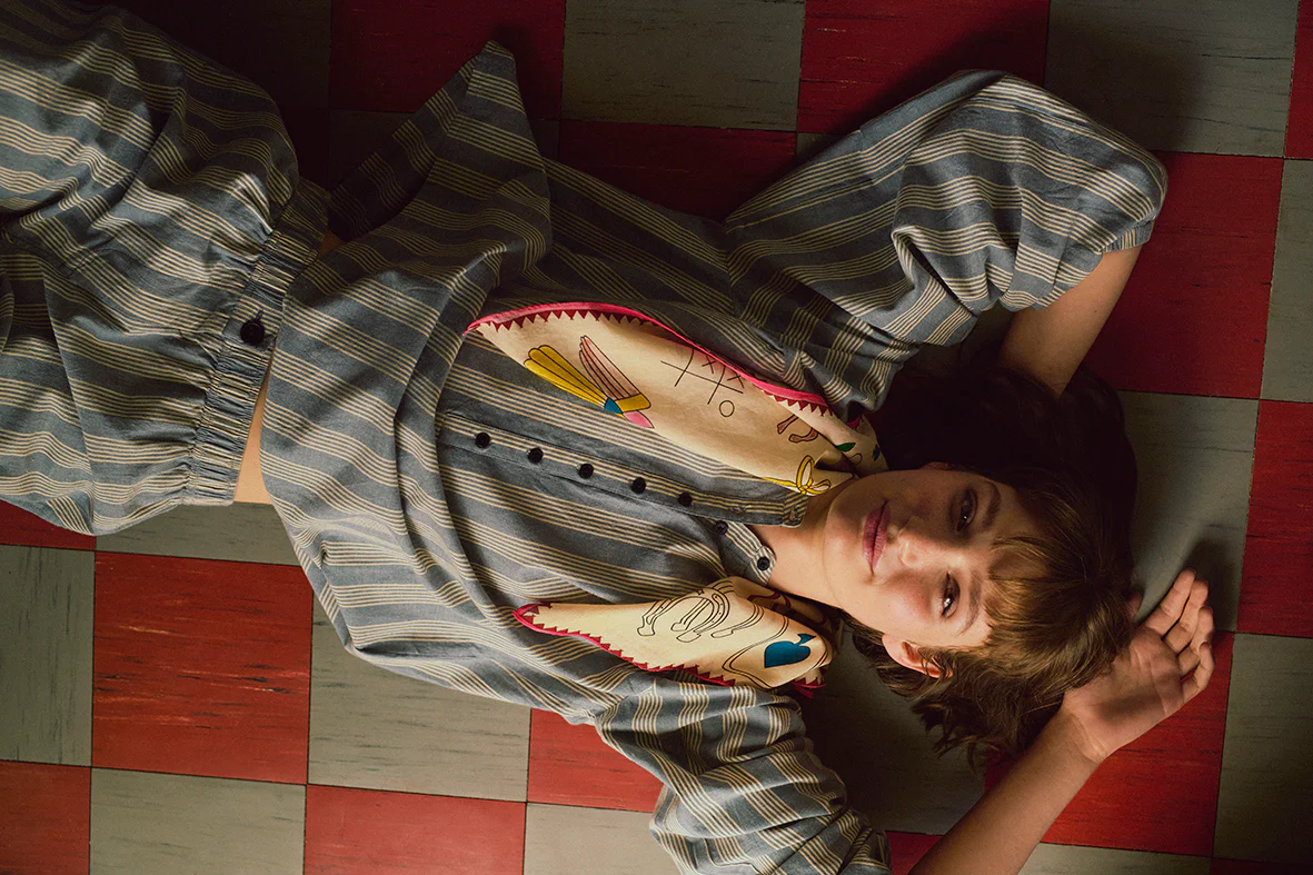 STOCKHOLM STRIPE BLOUSE W GATHERINGS - SEA - Image 4